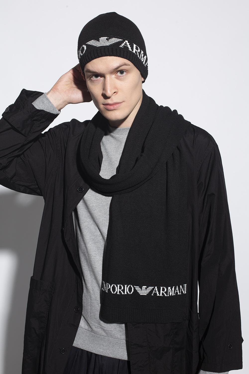 Armani hat and 2024 scarf set mens